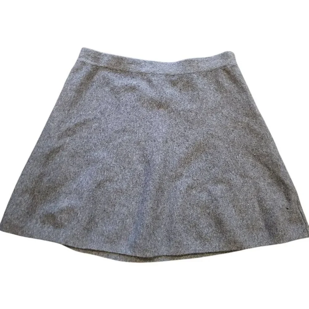 NWT Tahari Skirt Women's Large Grey Wool Skater Mini Soft Warm Side Zip
